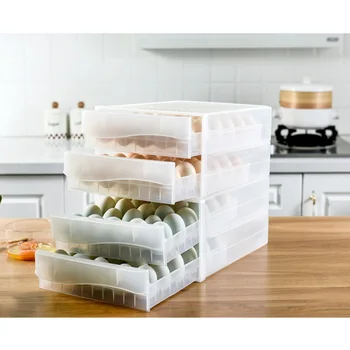 60 Решетеста Двуслойни Кутия За Яйца, Хладилник, Кухненски Потребителска Кутия За Съхранение, Държач За Яйца, Кутия За Съхранение На Выдвижного Тип